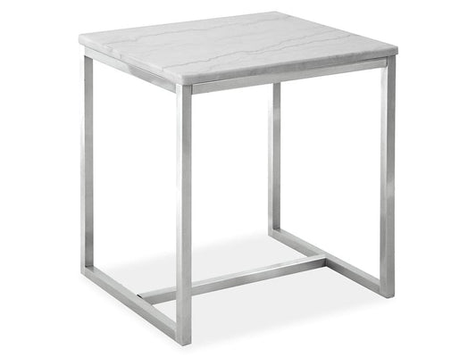 Magnussen - Esme White Marble And Brushed Nickel Rectangular End Table - T5763-03 view 1