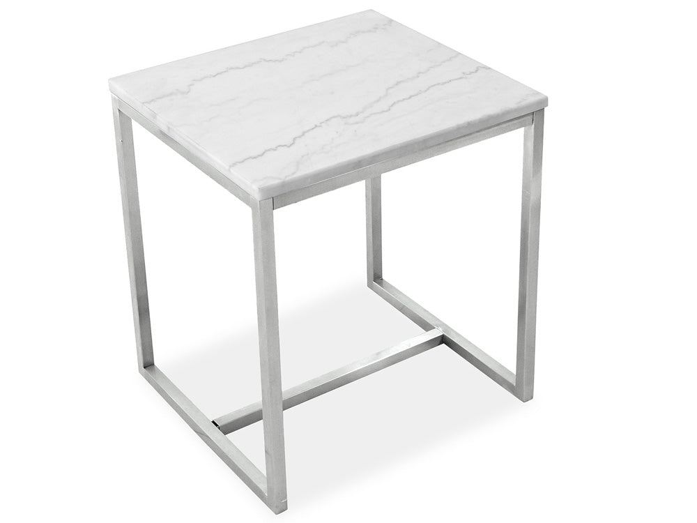 Magnussen - Esme White Marble And Brushed Nickel Rectangular End Table - T5763-03 view 2