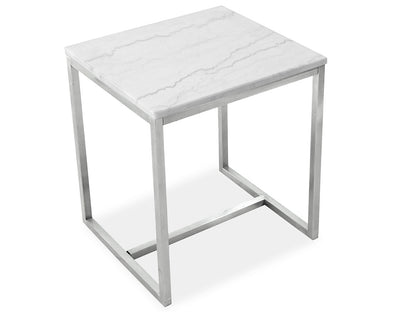 Magnussen - Esme White Marble And Brushed Nickel Rectangular End Table - T5763-03 view 2