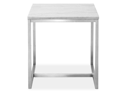 Magnussen - Esme White Marble And Brushed Nickel Rectangular End Table - T5763-03 view 3