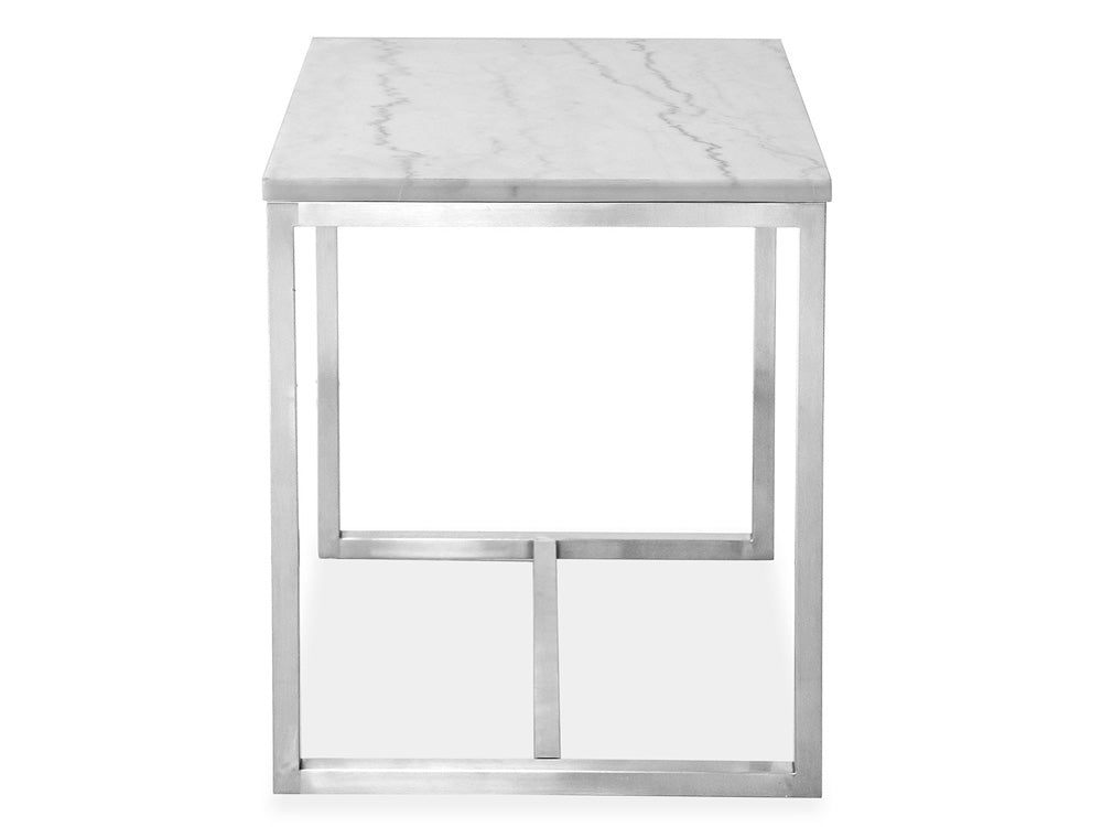 Magnussen - Esme White Marble And Brushed Nickel Rectangular End Table - T5763-03 view 4