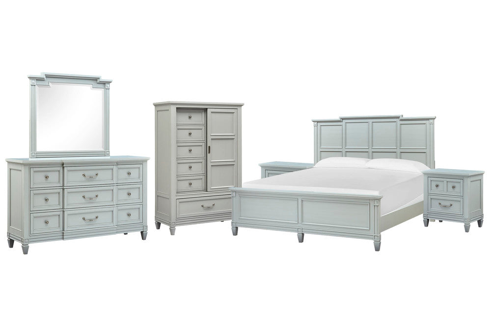 Magnussen - Glenbrook Pebble California King Panel Bed 2 Nightstands Drawer Dresser With Landscape Mirror And Door Chest - B5668-74-KIT6 view 1