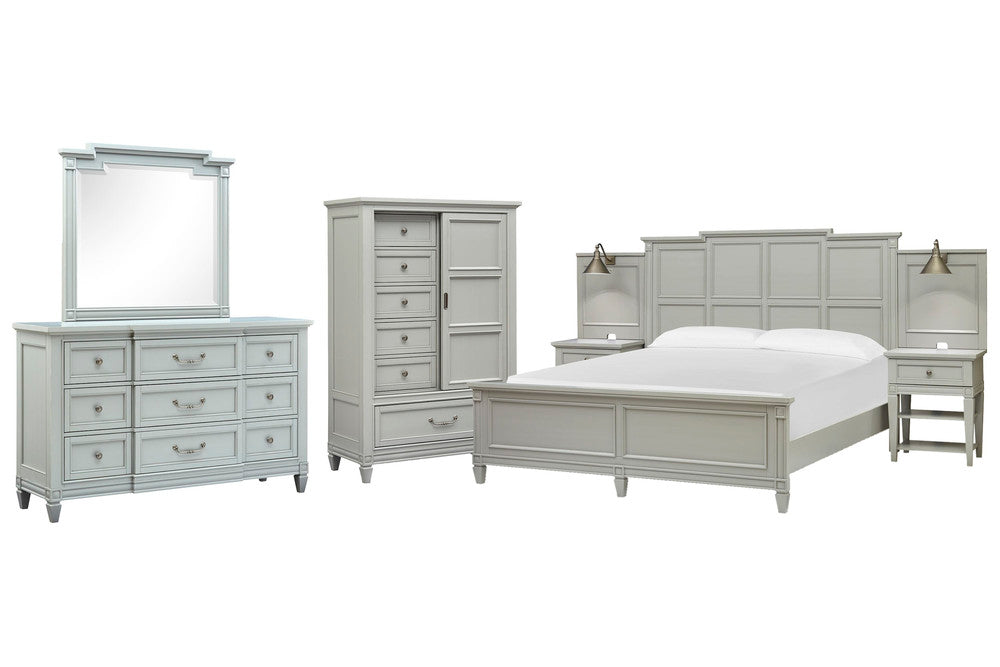 Magnussen - Glenbrook Pebble California King Wall Bed 2 Nightstands Drawer Dresser With Landscape Mirror And Door Chest - B5668-74B-KIT3 view 1