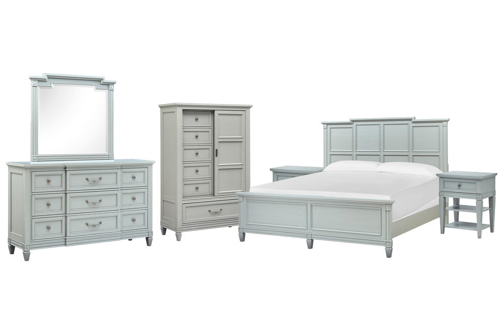 Magnussen - Glenbrook Pebble King Panel Bed 2 Open Nightstands Drawer Dresser With Landscape Mirror And Door Chest - B5668-64-KIT11 view 1