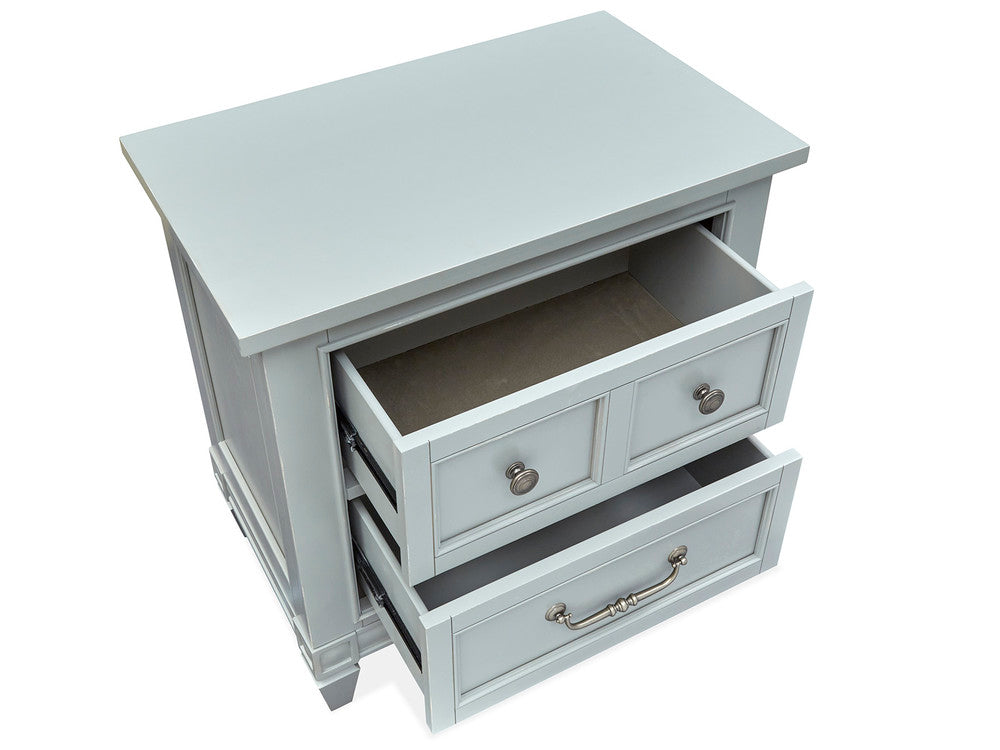 Magnussen - Glenbrook Pebble King Upholstered Panel Bed 2 Nightstands Drawer Dresser With Landscape Mirror And Door Chest - B5668-65-KIT6 view 8