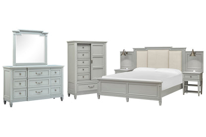 Magnussen - Glenbrook Pebble King Upholstered Wall Bed 2 Nightstands Drawer Dresser With Landscape Mirror And Door Chest - B5668-65B-KIT3 view 1