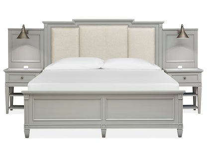 Magnussen - Glenbrook Pebble King Upholstered Wall Bed 2 Nightstands Drawer Dresser With Landscape Mirror And Door Chest - B5668-65B-KIT3 view 3