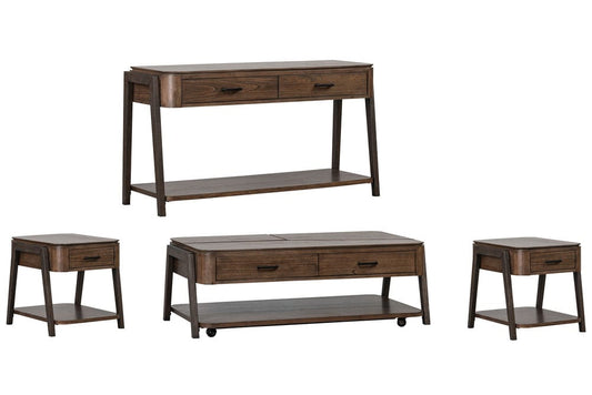 Magnussen - Hallie Milk Chocolate And Dark Chocolate Lift Top Storage Cocktail Table With 2 End Table And Sofa Table - T6355-50KIT3 view 1