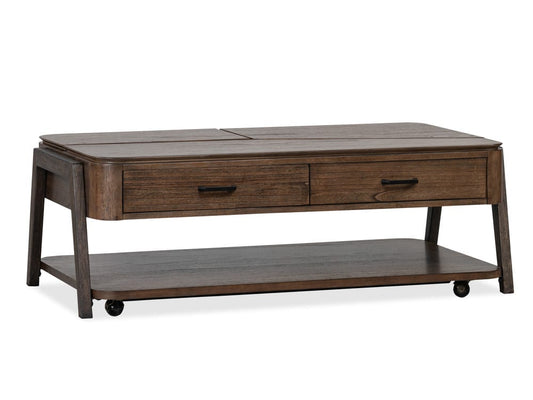 Magnussen - Hallie Milk Chocolate And Dark Chocolate Lift Top Storage Cocktail Table With 2 End Table And Sofa Table - T6355-50KIT3 view 2
