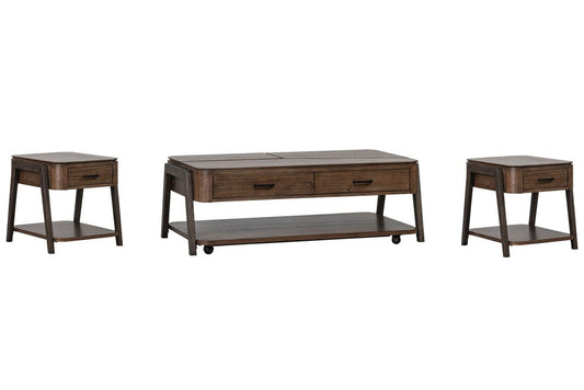 Magnussen - Hallie Milk Chocolate And Dark Chocolate Lift Top Storage Cocktail Table With 2 End Table - T6355-50KIT2 view 1