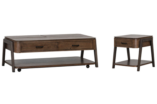 Magnussen - Hallie Milk Chocolate And Dark Chocolate Lift Top Storage Cocktail Table With End Table - T6355-50KIT1 view 1