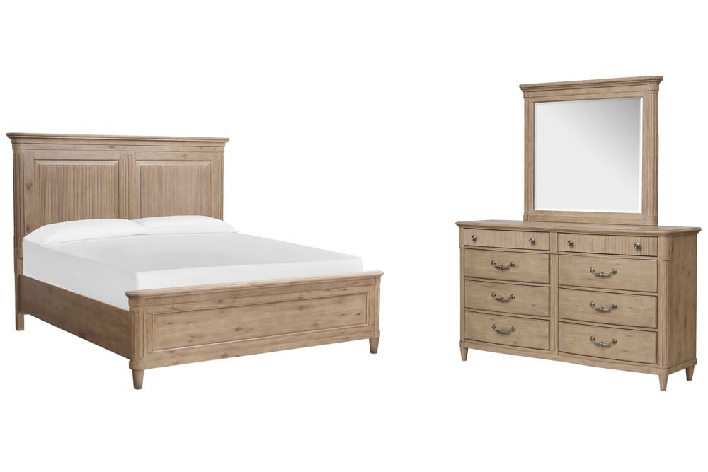 Magnussen - Harmony Heights Belgium Wheat King Panel Bed And Double Drawer Dresser With Landscape Mirror - B6400-64-KIT3 view 1