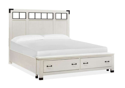 Magnussen - Harper Springs Complete King Panel Storage Bed with Metal/Wood Headboard in Silo White - B5321-68A veiw 1