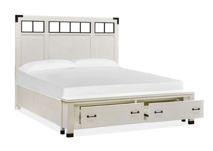Magnussen - Harper Springs Complete King Panel Storage Bed with Metal/Wood Headboard in Silo White - B5321-68A veiw 2