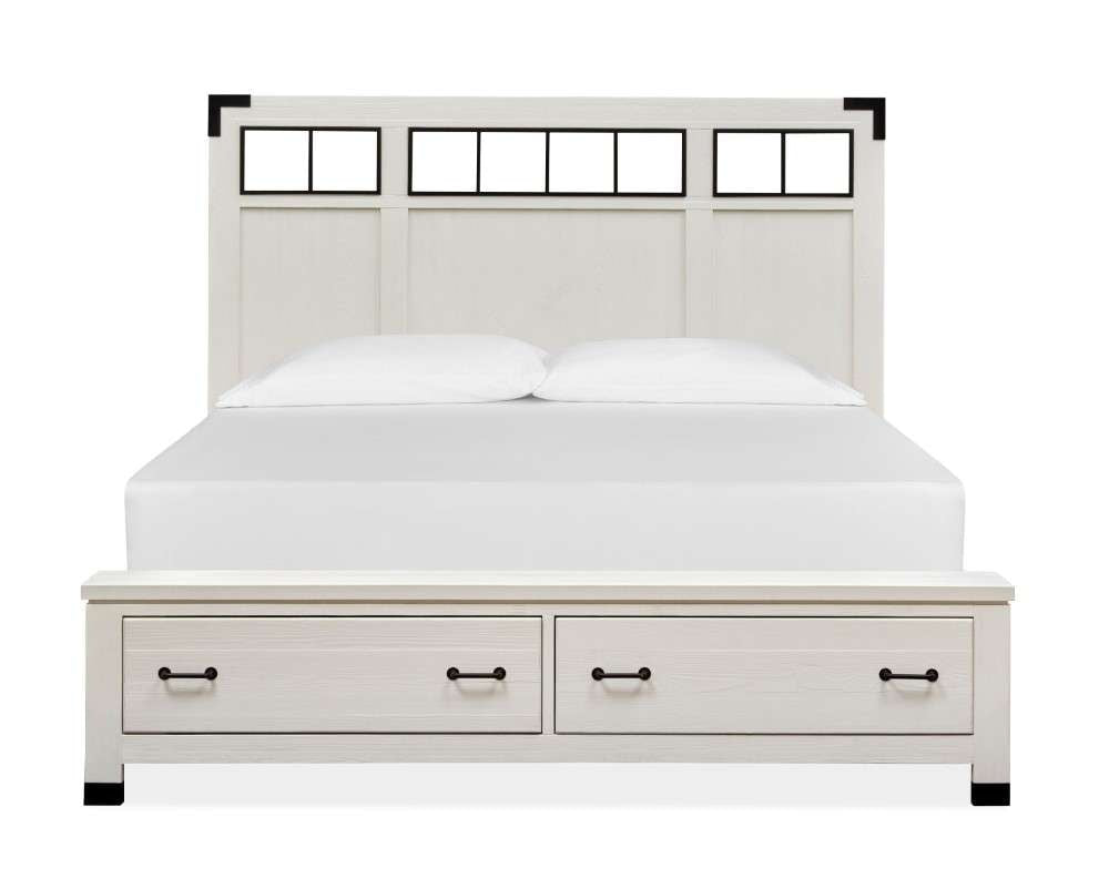 Magnussen - Harper Springs Complete King Panel Storage Bed with Metal/Wood Headboard in Silo White - B5321-68A veiw 3