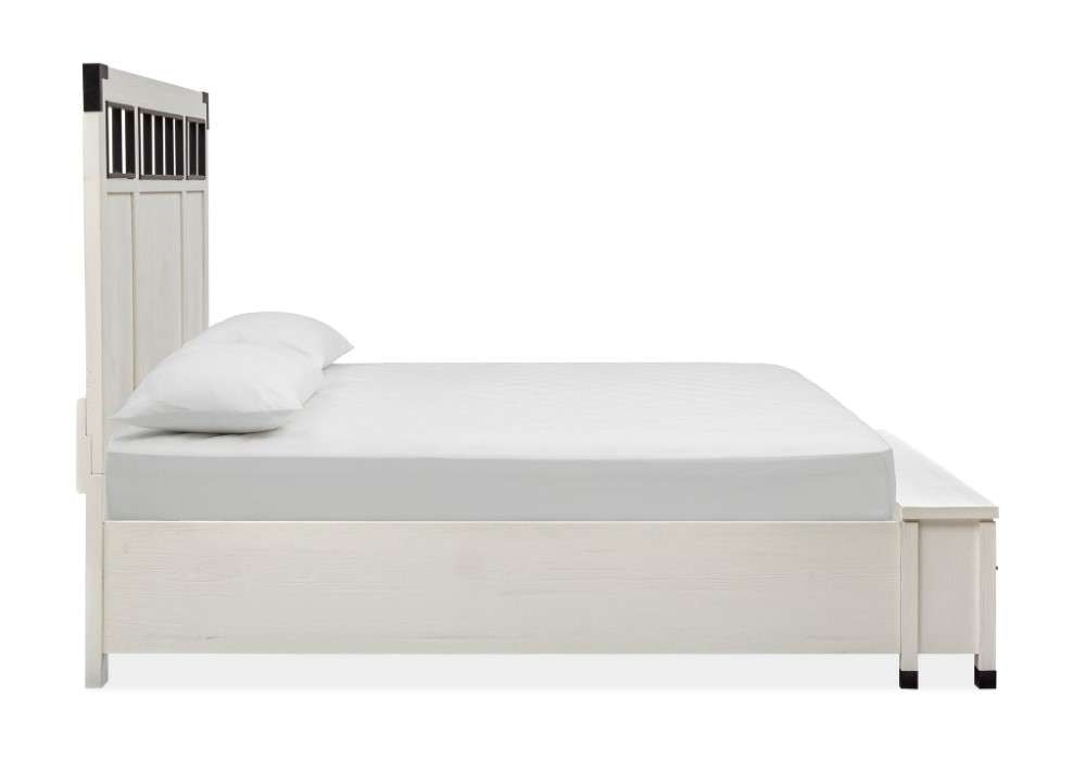 Magnussen - Harper Springs Complete King Panel Storage Bed with Metal/Wood Headboard in Silo White - B5321-68A veiw 4