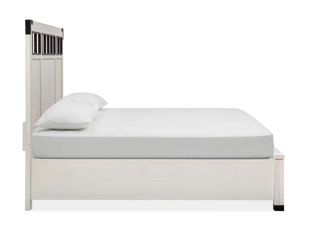 Magnussen - Harper Springs Complete Queen Panel Bed with Metal/Wood Headboard in Silo White - B5321-58 veiw 3