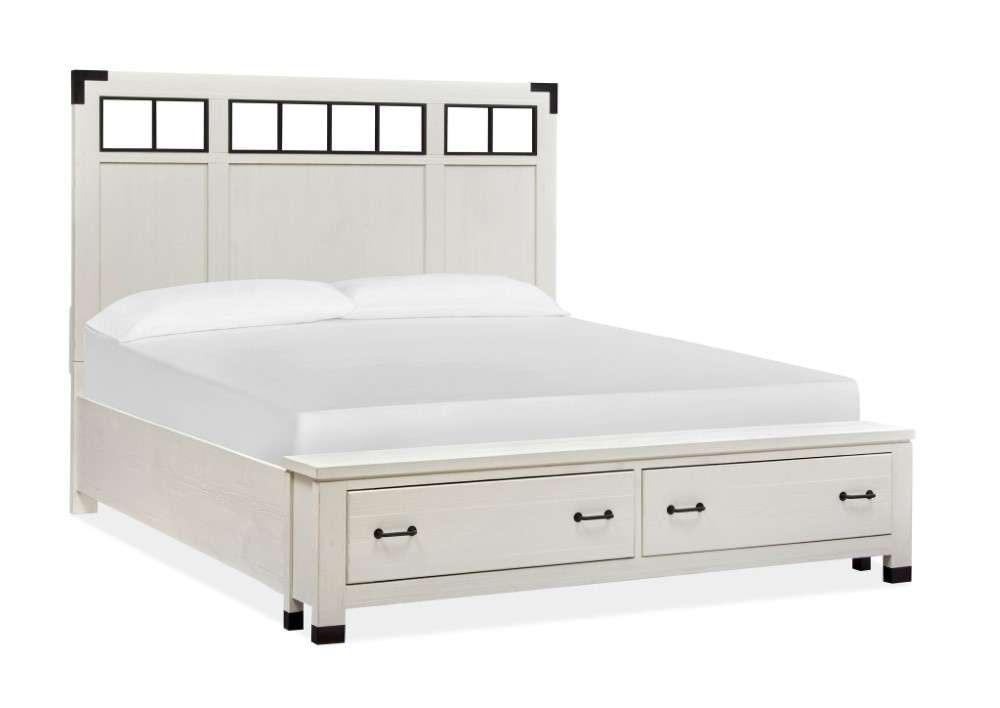 Magnussen - Harper Springs Complete Queen Panel Storage Bed with Metal/Wood Headboard in Silo White - B5321-58A veiw 1