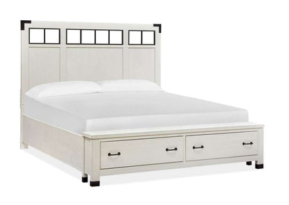 Magnussen - Harper Springs Complete Queen Panel Storage Bed with Metal/Wood Headboard in Silo White - B5321-58A veiw 1