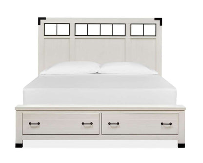 Magnussen - Harper Springs Complete Queen Panel Storage Bed with Metal/Wood Headboard in Silo White - B5321-58A veiw 3