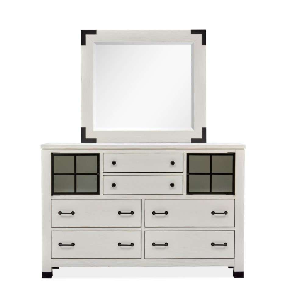 Magnussen - Harper Springs Door Dresser and Landscape Mirror Set in Silo White - B5321-24_40 veiw 1