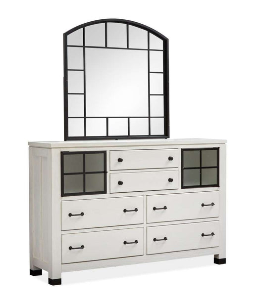 Magnussen - Harper Springs Door Dresser and Shaped Mirror Set in Silo White - B5321-24_45 veiw 1