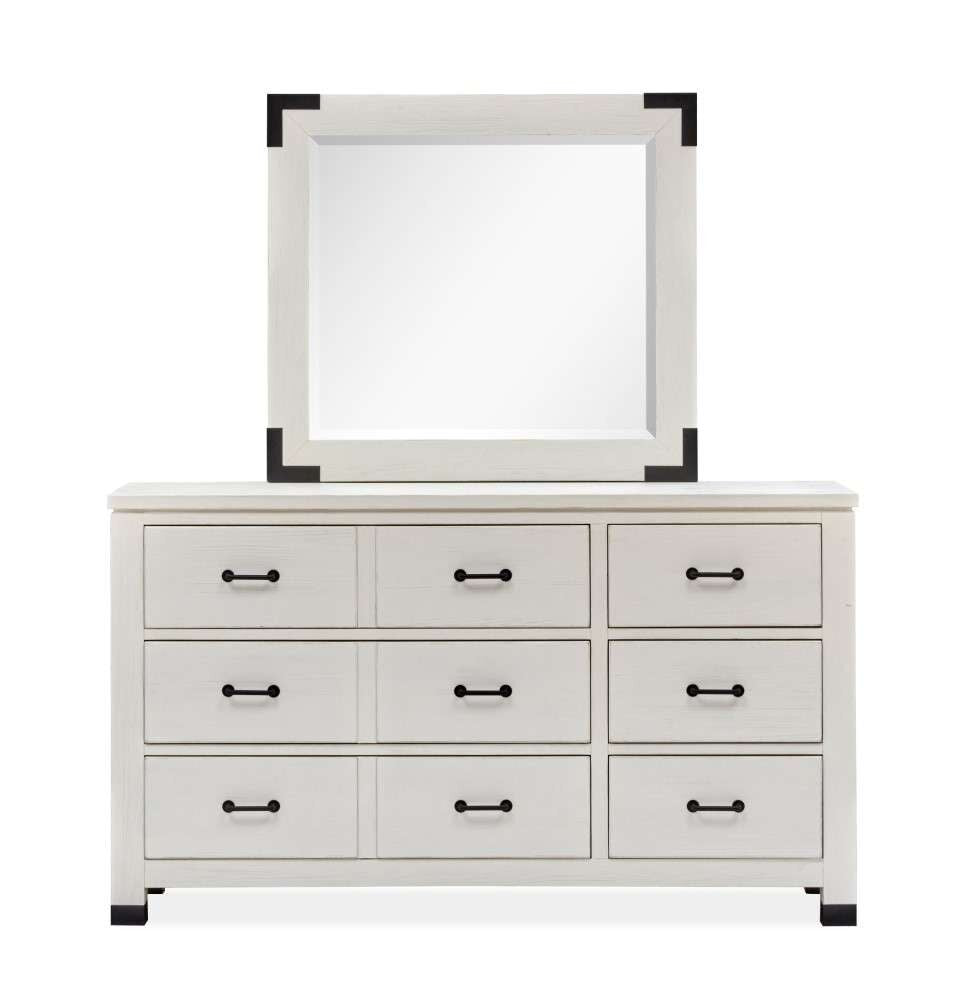 Magnussen - Harper Springs Drawer Dresser and Landscape Mirror Set in Silo White - B5321-20_40 veiw 2