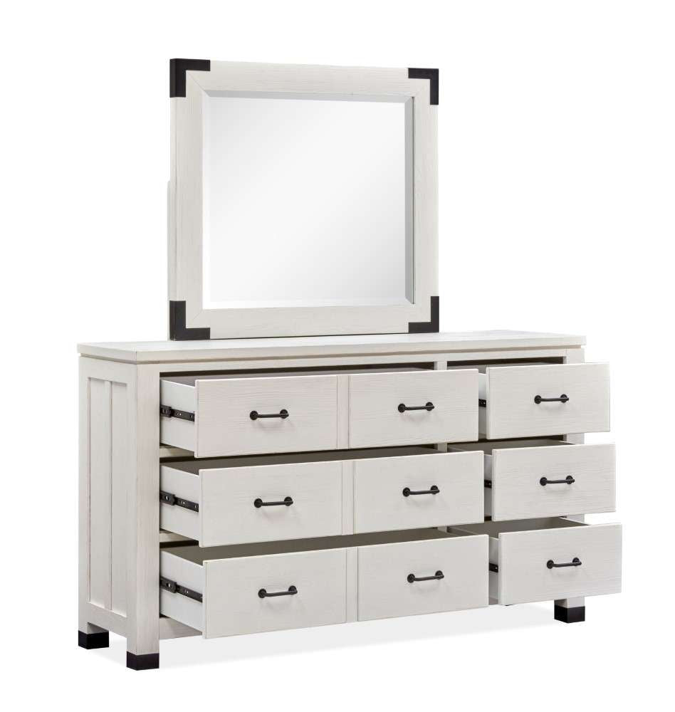 Magnussen - Harper Springs Drawer Dresser and Landscape Mirror Set in Silo White - B5321-20_40 veiw 3