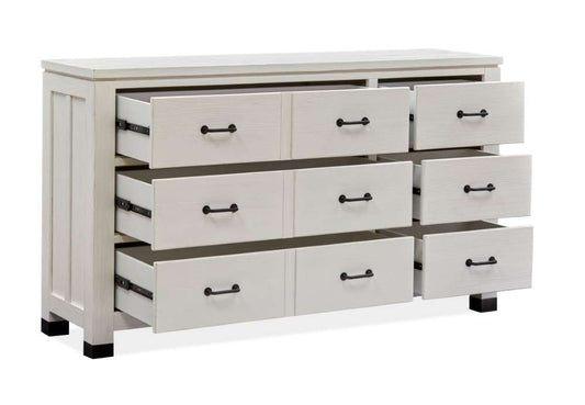 Magnussen - Harper Springs Drawer Dresser and Shaped Mirror Set in Silo White - B5321-20_45 veiw 2