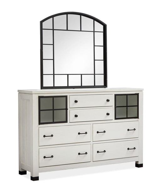 Magnussen - Harper Springs Silo White Door Dresser With Shaped Mirror - B5321-2445 view 1