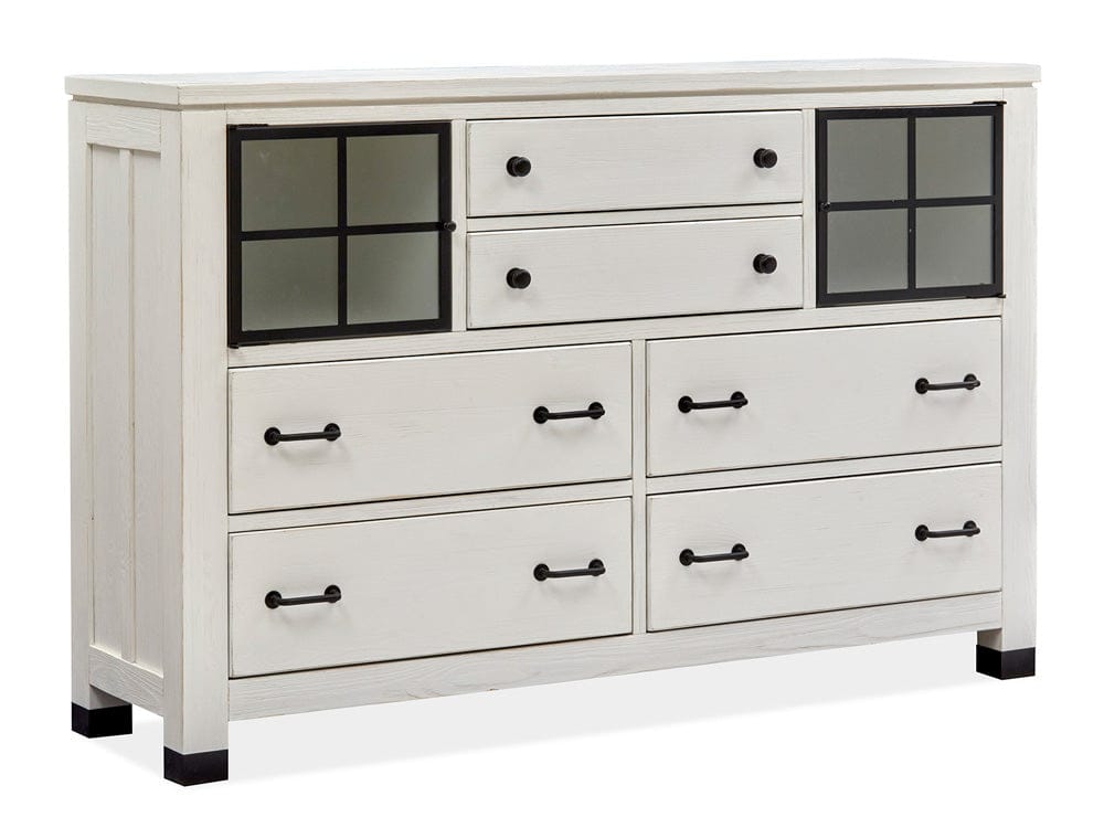 Magnussen - Harper Springs Silo White Door Dresser With Shaped Mirror - B5321-2445 view 3