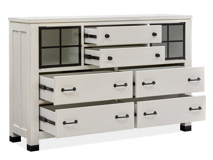 Magnussen - Harper Springs Silo White Door Dresser With Shaped Mirror - B5321-2445 view 5