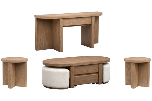 Magnussen - Hayden Golden Oat Lift Top Storage Cocktail Table 2 Upholstered Stools With 2 End Table And Demilune Sofa Table - T6348-50KIT3 view 1
