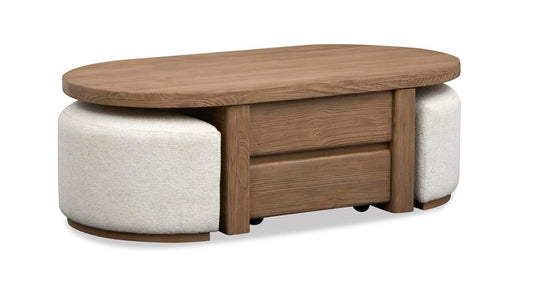 Magnussen - Hayden Golden Oat Lift Top Storage Cocktail Table 2 Upholstered Stools With 2 End Table - T6348-50KIT2 view 2