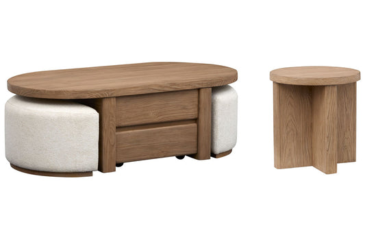 Magnussen - Hayden Golden Oat Lift Top Storage Cocktail Table 2 Upholstered Stools With End Table - T6348-50KIT1 view 1