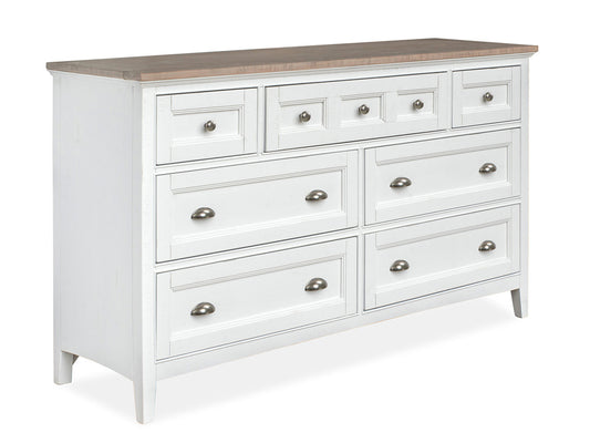 Magnussen - Heron Cove Chalk White And Dovetail Grey 2 Tone Drawer Dresser With Landscape Mirror - B4400-20TT40 view 2