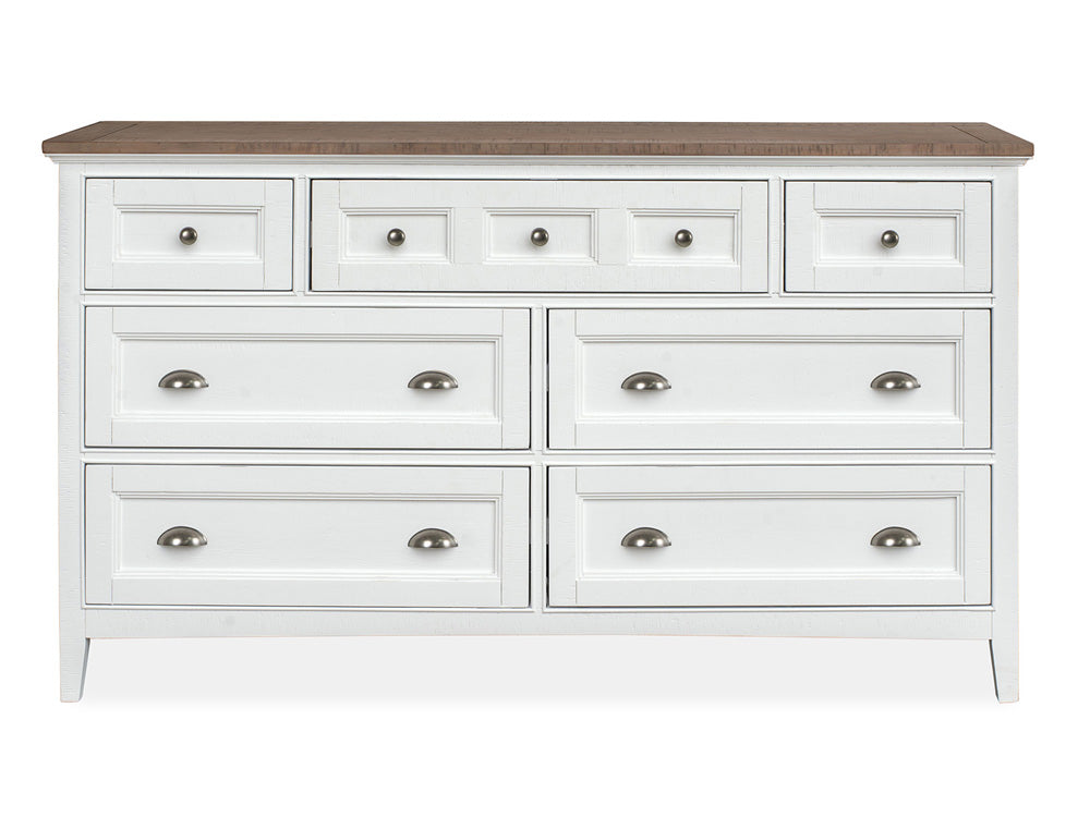 Magnussen - Heron Cove Chalk White And Dovetail Grey 2 Tone Drawer Dresser With Landscape Mirror - B4400-20TT40 view 3