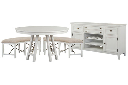 Magnussen - Heron Cove Chalk White And Dovetail Grey 52" Round Dining Table With 2 Curved Bench And Buffet - D4400-27-KIT8 view 1