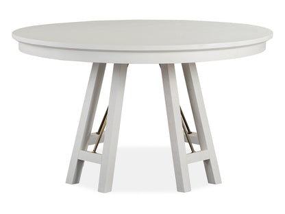 Magnussen - Heron Cove Chalk White And Dovetail Grey 52" Round Dining Table With 2 Curved Bench And Buffet - D4400-27-KIT8 view 2
