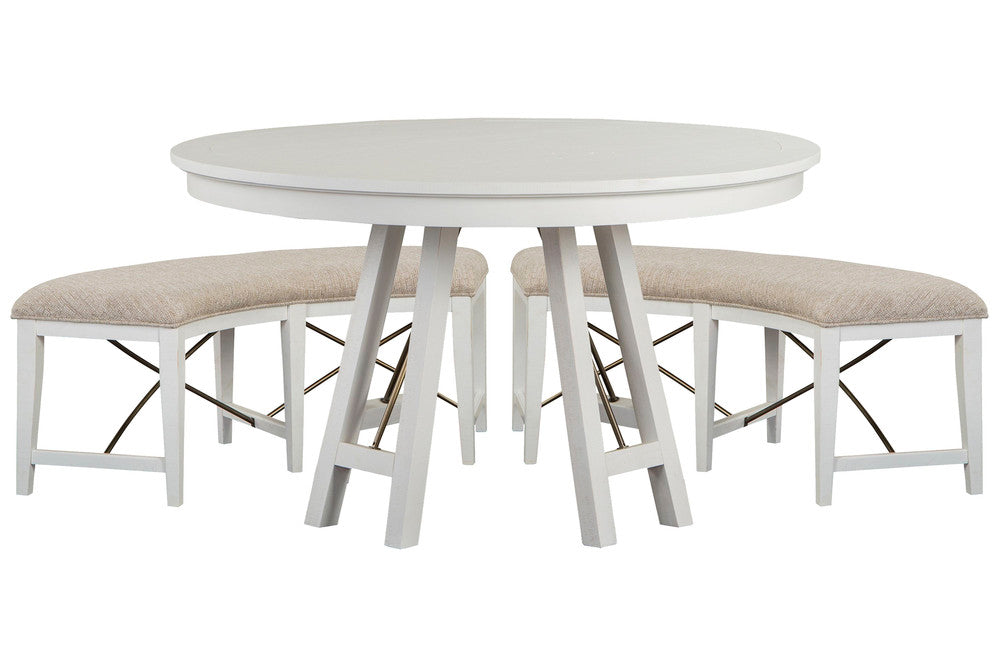 Magnussen - Heron Cove Chalk White And Dovetail Grey 52" Round Dining Table With 2 Curved Bench - D4400-27-KIT7 view 1