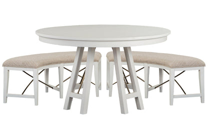 Magnussen - Heron Cove Chalk White And Dovetail Grey 52" Round Dining Table With 2 Curved Bench - D4400-27-KIT7 view 1