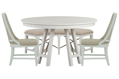 Magnussen - Heron Cove Chalk White And Dovetail Grey 52" Round Dining Table With 2 Host Chairs And Curved Bench - D4400-27-KIT13 view 1