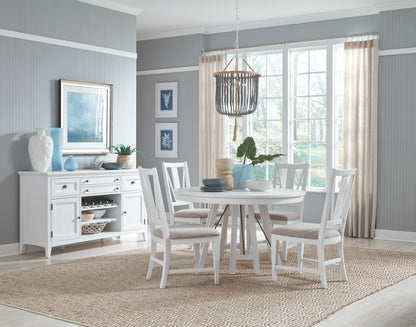 Magnussen - Heron Cove Chalk White And Dovetail Grey 52" Round Dining Table With 2 Host Chairs Curved Bench And Buffet - D4400-27-KIT14 view 9
