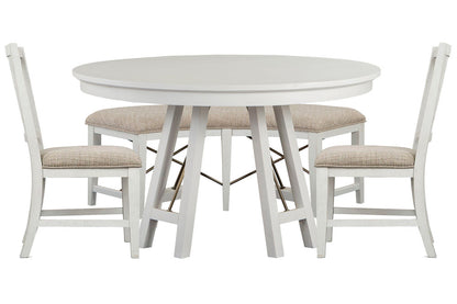Magnussen - Heron Cove Chalk White And Dovetail Grey 52" Round Dining Table With 2 Side Chairs And Curved Bench - D4400-27-KIT9 view 1