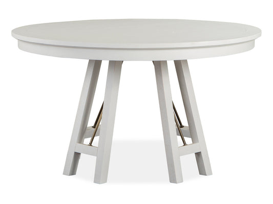 Magnussen - Heron Cove Chalk White And Dovetail Grey 52" Round Dining Table With 2 Side Chairs Curved Bench And Buffet - D4400-27-KIT10 view 2