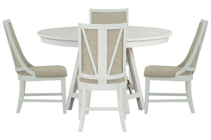 Magnussen - Heron Cove Chalk White And Dovetail Grey 52" Round Dining Table With 4 Host Chairs - D4400-27-KIT5 view 1