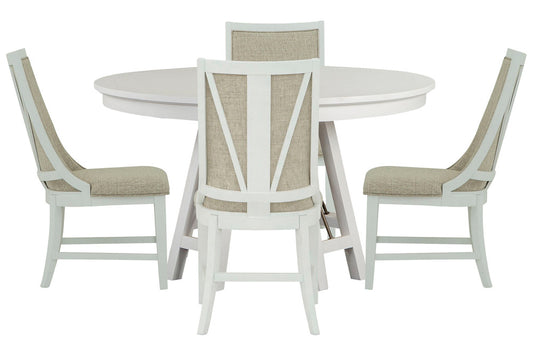Magnussen - Heron Cove Chalk White And Dovetail Grey 52" Round Dining Table With 4 Host Chairs - D4400-27-KIT5 view 1