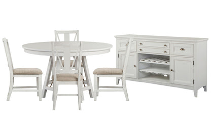 Magnussen - Heron Cove Chalk White And Dovetail Grey 52" Round Dining Table With 4 Side Chairs And Buffet - D4400-27-KIT2 view 1