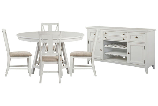 Magnussen - Heron Cove Chalk White And Dovetail Grey 52" Round Dining Table With 4 Side Chairs And Buffet - D4400-27-KIT2 view 1