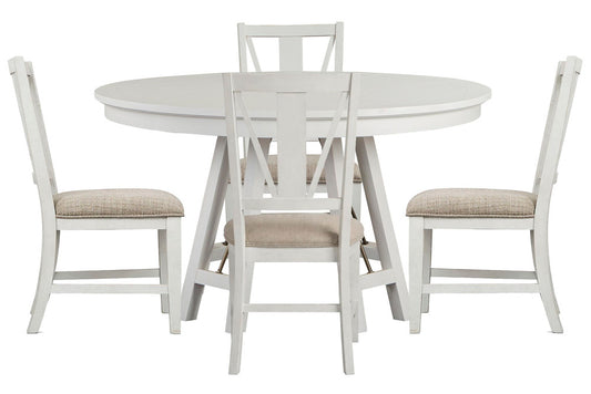 Magnussen - Heron Cove Chalk White And Dovetail Grey 52" Round Dining Table With 4 Side Chairs - D4400-27-KIT1 view 1
